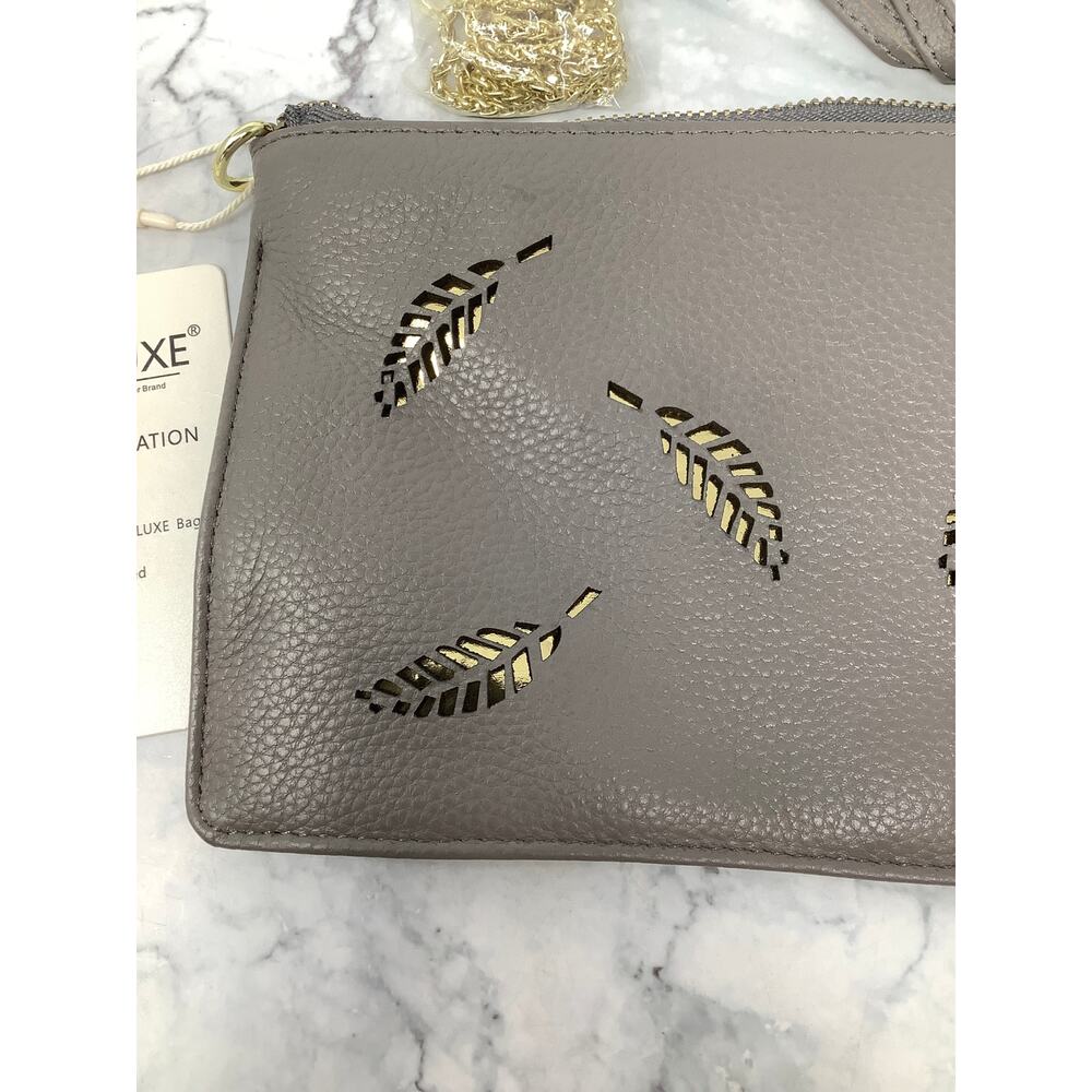 YALUXE Women's Gray Genuine Leather Crossbody Bag Wristlet Clutch Purse D27-4 - Picture 4 of 7